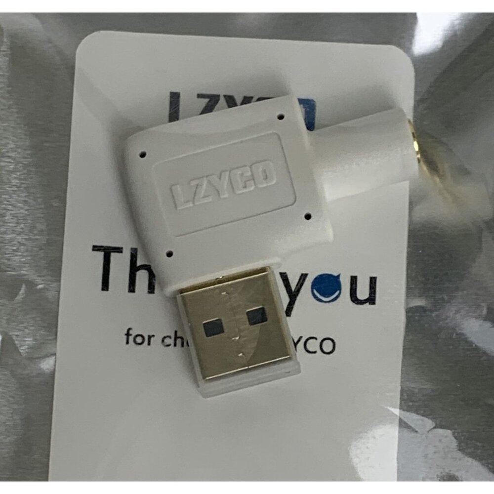 Angled USB To 3.5mm Jack Audio Adapter By LZYCO White Tech Connect Compact NEW